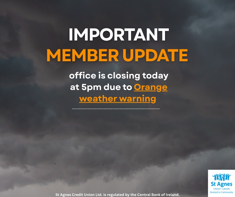 Early closing due to the orange weather warning