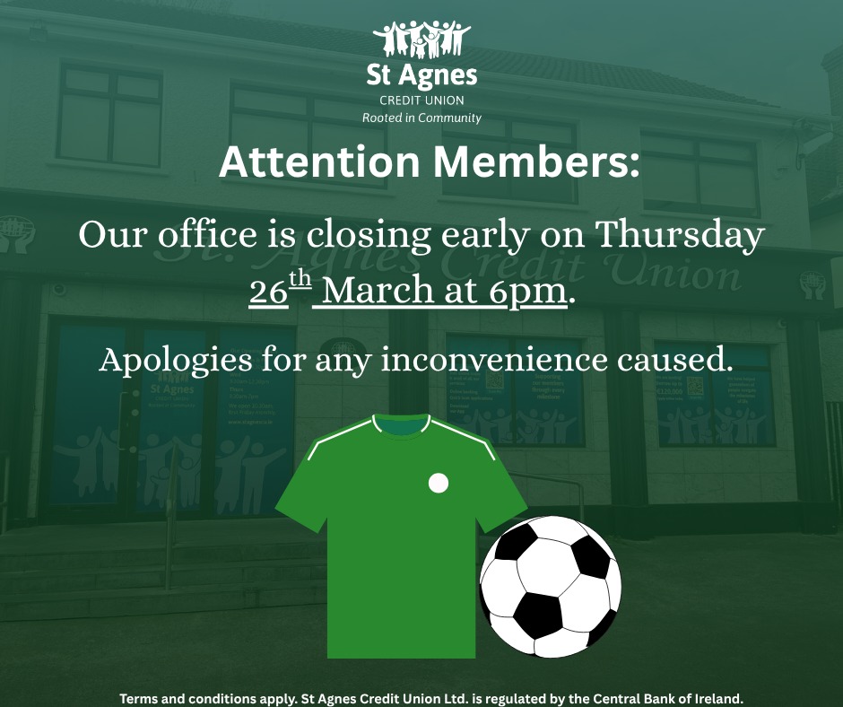 Early closing on Thursday 26th March at 6pm